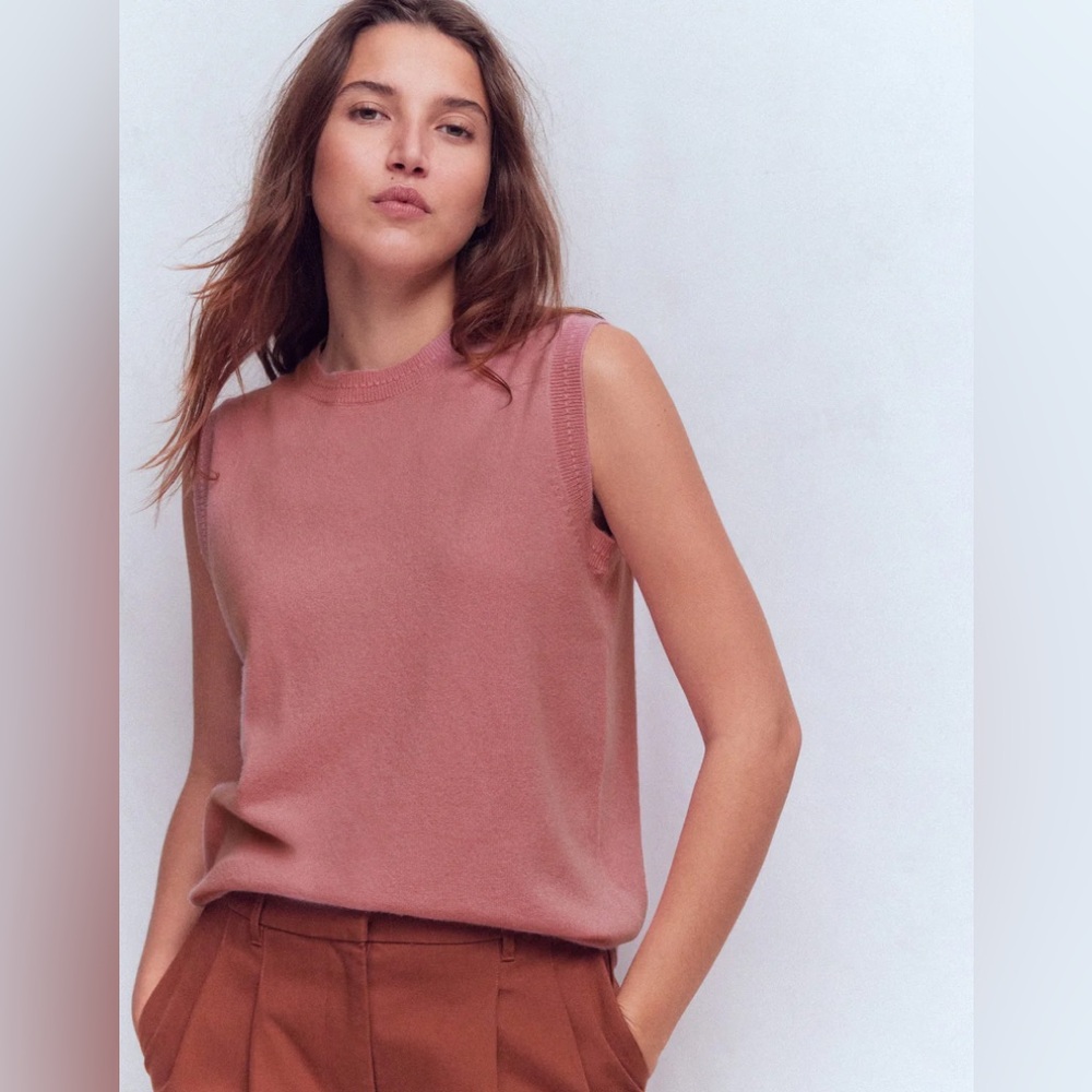 NWT BODEN Eva Cashmere Vest in Camelia Pink